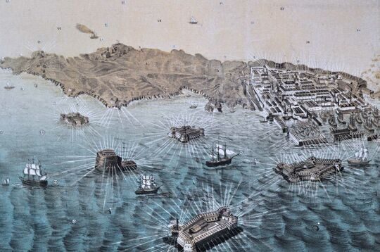 Вид острова, гавани и укреплений Кронштадта. Москва. 1855 год.