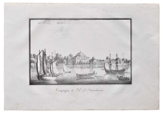Дача Д.Л. Нарышкина. Литография. Санкт-Петербург. 1824 год.