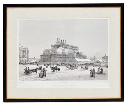 Огюст Монферран. Вид строительства Исаакиевского собора в 1838 году. Париж. 1845.