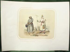 Русские крестьяне Тверской губернии Бежецкого округа. Литография. Париж. 1860-е годы.